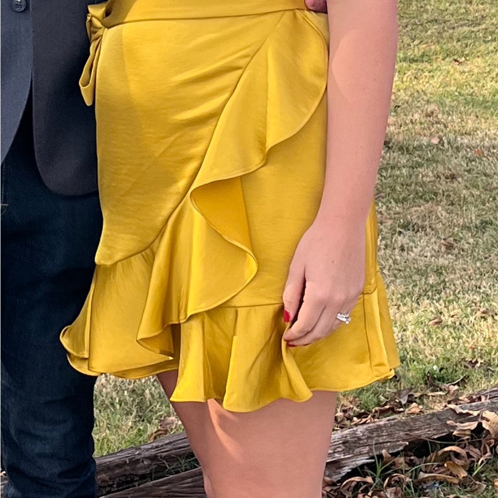 Lulu’s Yellow Ruffle Wrap Skirt